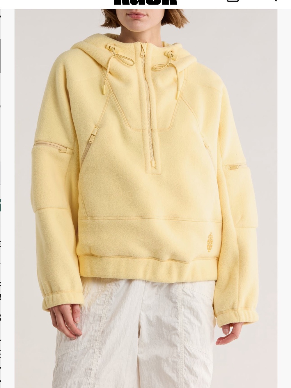 Free People Wild And Free Fleece Pullover Hoodie in Yellow